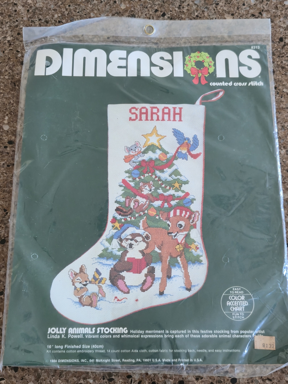 Jolly Animals Christmas Stocking Cross-Stitch Kit - White